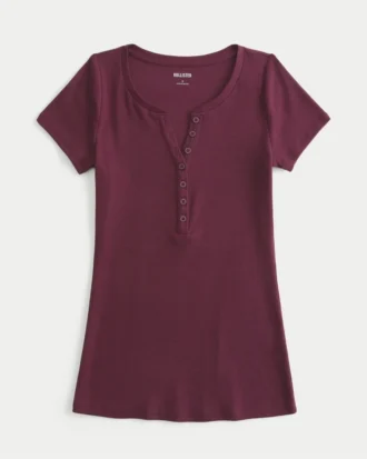 Camiseta Henley Y2K de manga corta