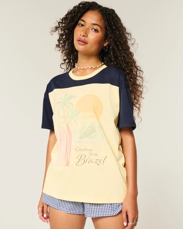 Camiseta oversize con estampado de Brasil Camiseta oversize con estampado de Brasil