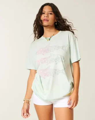 Camiseta oversize con estampado de pez