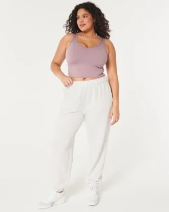 Camiseta sin costuras con cuello en V y tejido acanalado