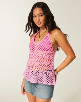 Camiseta sin mangas con espalda nadadora estilo crochet