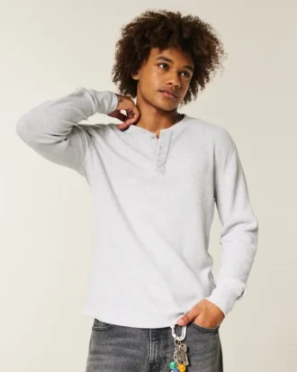Camiseta térmica holgada Henley