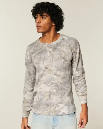 Camiseta térmica holgada Henley