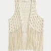 Chaleco con flecos estilo crochet fácil de llevar