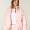 Chaqueta acolchada con estampado y cremallera