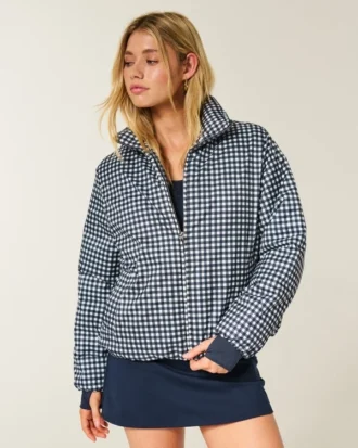 Chaqueta acolchada con estampado y cremallera
