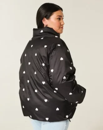 Chaqueta acolchada con estampado y cremallera