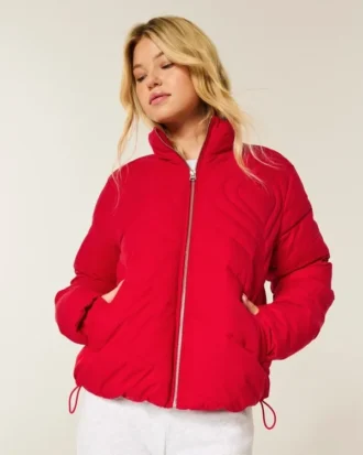 Chaqueta acolchada con estampado y cremallera
