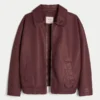 Chaqueta bomber de piel sintética con cuello de sherpa Chaqueta bomber de piel sintética con cuello de sherpa