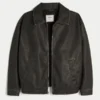 Chaqueta bomber de piel sintética con cuello de sherpa Chaqueta bomber de piel sintética con cuello de sherpa