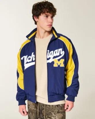 Chaqueta cortavientos con estampado de los Wolverines de la Universidad de Michigan