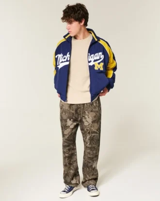 Chaqueta cortavientos con estampado de los Wolverines de la Universidad de Michigan