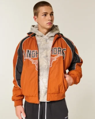 Chaqueta cortavientos con estampado Longhorns de la Universidad de Texas en Austin