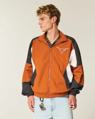 Chaqueta cortavientos con estampado Longhorns de la Universidad de Texas en Austin