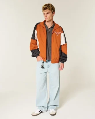 Chaqueta cortavientos con estampado Longhorns de la Universidad de Texas en Austin