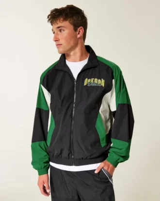 Chaqueta cortavientos con gráfico de los Ducks de la Universidad de Oregón