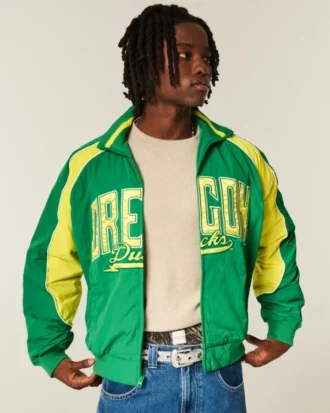 Chaqueta cortavientos con gráfico de los Ducks de la Universidad de Oregón