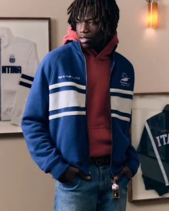 Chaqueta deportiva de felpa con gráfico de la Copa Mundial de la FIFA Francia 1998