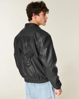 Chaqueta gráfica Hollywood de piel sintética