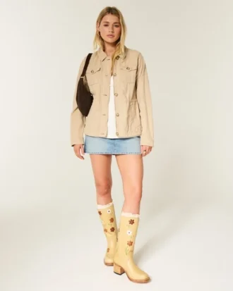 Chaqueta militar Y2K de sarga