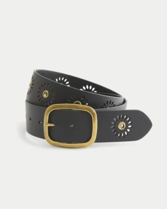 Cinturón vegano de cuero con ojales Sunburst