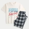 Conjunto de camiseta gráfica y pantalones de pijama de franela Switzerland