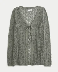 Cárdigan largo de manga larga con lazo delantero estilo playero