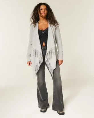 Cárdigan sin cierre y con flecos fáciles