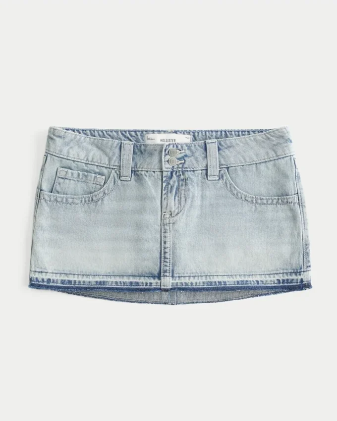 Falda pantalón micro mini de denim de talle ultra bajo Falda pantalón micro mini de denim de talle ultra bajo