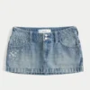 Falda pantalón micro mini de denim de talle ultra bajo Falda pantalón micro mini de denim de talle ultra bajo