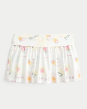Falda pantalón mini de punto con vuelta
