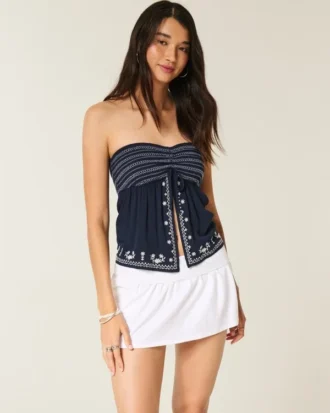 Falda pantalón mini de punto con vuelta Falda pantalón mini de punto con vuelta