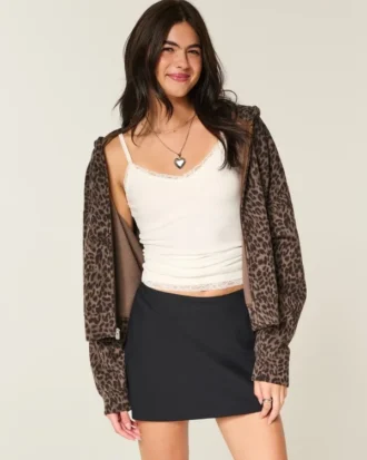Falda pantalón mini de talle alto y corte en A