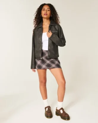 Falda pantalón mini de talle alto y corte en A