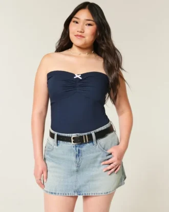 Falda pantalón mini vaquera de talle bajo Falda pantalón mini vaquera de talle bajo