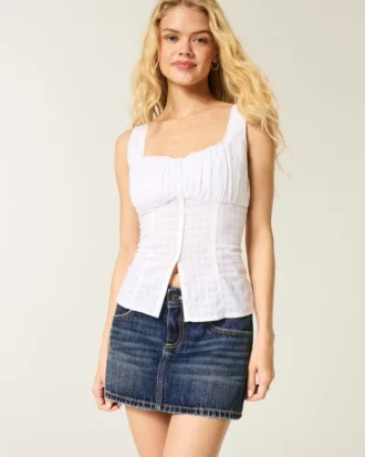 Falda pantalón mini vaquera de talle bajo