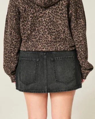 Falda pantalón mini vaquera de talle bajo