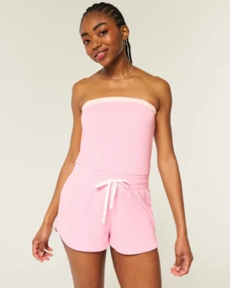 Gilly Hicks Confortable mono sin tirantes con tejido de nido de abeja Gilly Hicks Confortable mono sin tirantes con tejido de nido de abeja