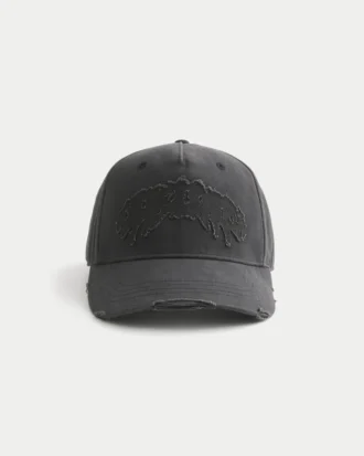 Gorra de béisbol con apliques desgastados