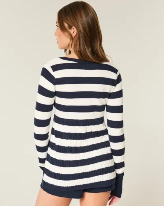 Jersey babydoll de manga larga y cuello cuadrado