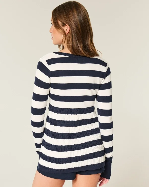 Jersey babydoll de manga larga y cuello cuadrado Jersey babydoll de manga larga y cuello cuadrado