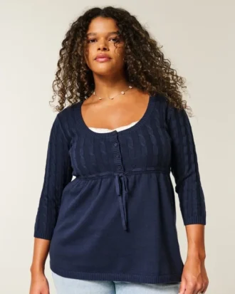 Jersey babydoll de punto trenzado