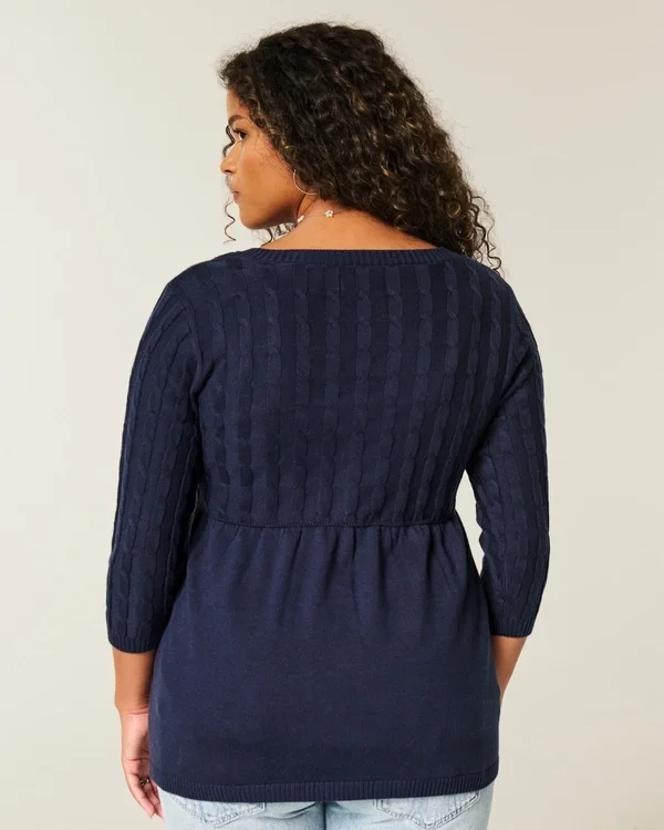 Jersey babydoll de punto trenzado Jersey babydoll de punto trenzado