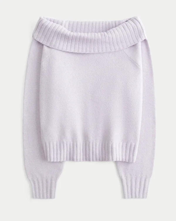 Jersey cómodo con hombros descubiertos y cuello vuelto de Hollister Jersey cómodo con hombros descubiertos y cuello vuelto de Hollister