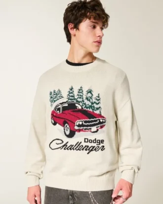 Jersey de cuello redondo con estampado Dodge Challenger