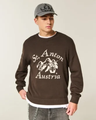 Jersey de cuello redondo con gráfico Boxy St. Anton Austria
