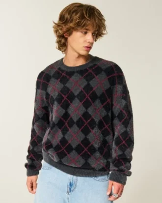 jersey de cuello redondo holgado y peludo 1 2 330x413 - Jersey de cuello redondo holgado y peludo
