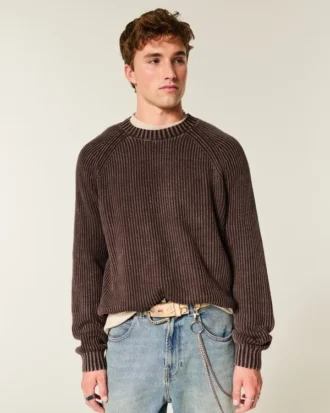 Jersey de cuello redondo lavado y corte cuadrado