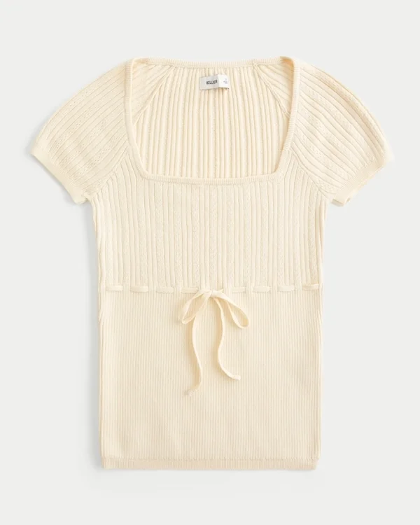 Jersey de manga corta y cuello cuadrado Jersey de manga corta y cuello cuadrado