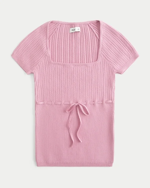 Jersey de manga corta y cuello cuadrado Jersey de manga corta y cuello cuadrado